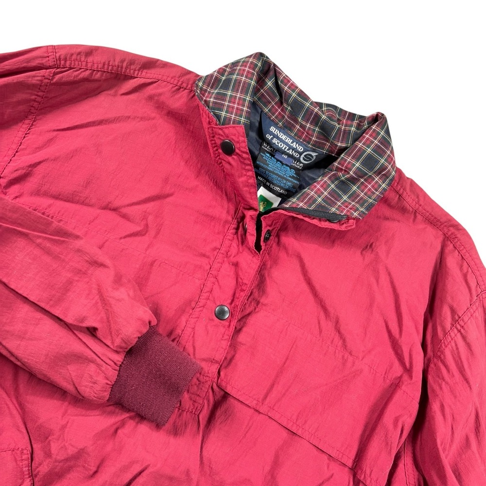 VTG Sunderland Of Scotland Red Weatherbeater Jacket Plaid Golf Half Zip Sz M